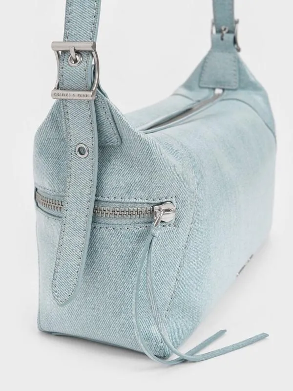 Women Xylia Denim Shoulder Bag 8211 Denim Blue CHARLES and KEITH Hobo Bags