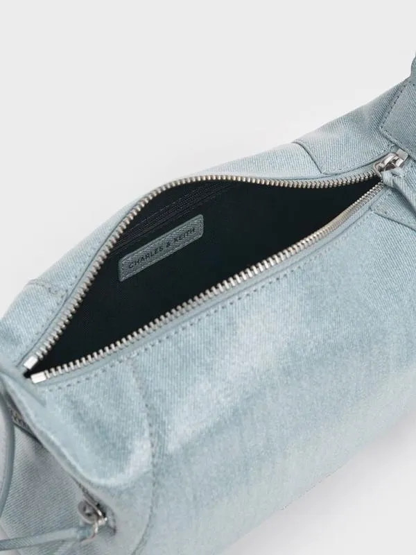 Women Xylia Denim Shoulder Bag 8211 Denim Blue CHARLES and KEITH Hobo Bags