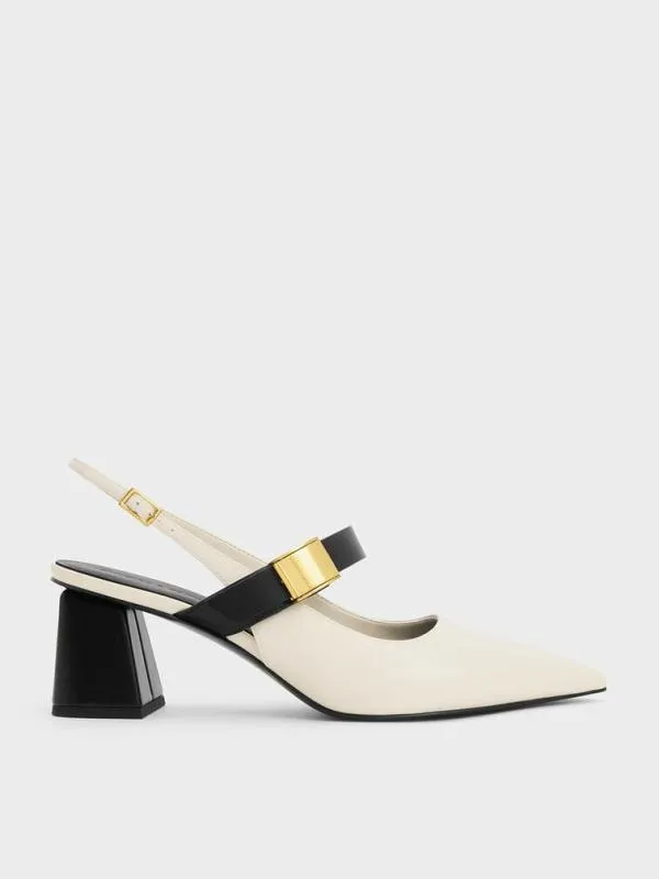 Women Yvette Mary Jane Slingback Pumps 8211 Chalk CHARLES and KEITH Heels