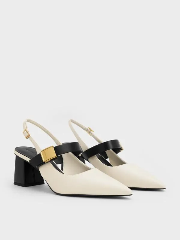 Women Yvette Mary Jane Slingback Pumps 8211 Chalk CHARLES and KEITH Heels
