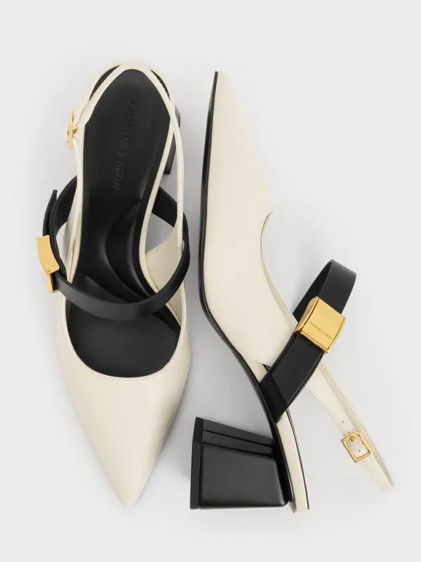 Women Yvette Mary Jane Slingback Pumps 8211 Chalk CHARLES and KEITH Heels