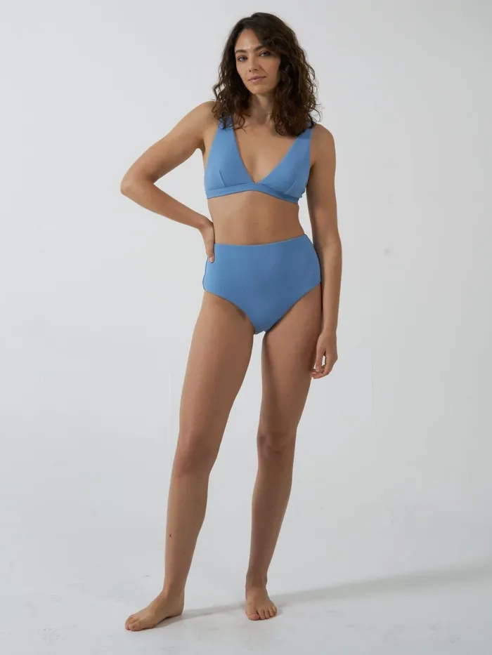 Womens Adira High Waist Bikini Bottom Postal Blue Thrills Swim