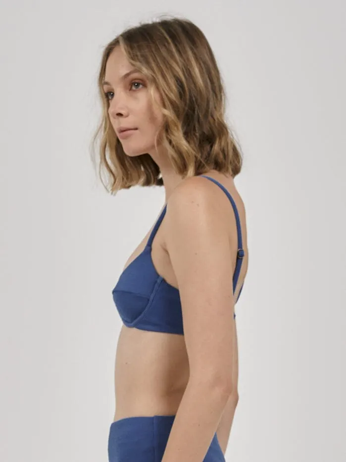 Womens Adira Underwire Bikini Top Botanical Blue Thrills Swim