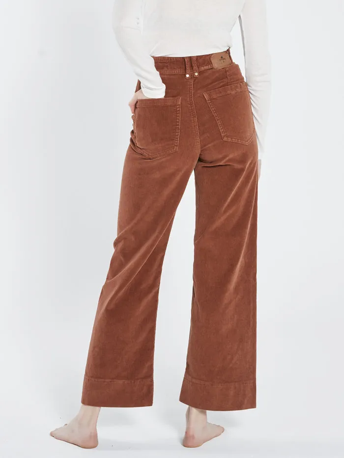 Womens Belle Cord Full Length Pant Coffee Thrills Pants