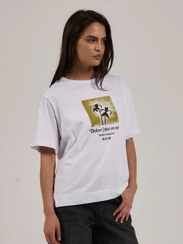 Womens Below Your Mind Box Tee White Thrills Tops and Tees