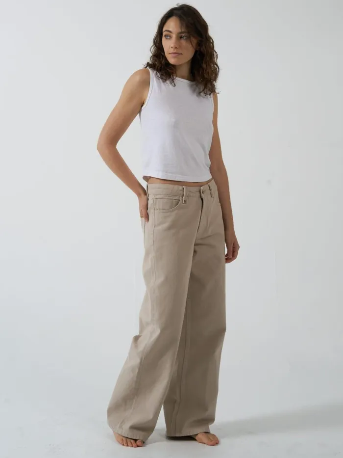 Womens Billie Low Baggie Jean Smokey Taupe Thrills Denim