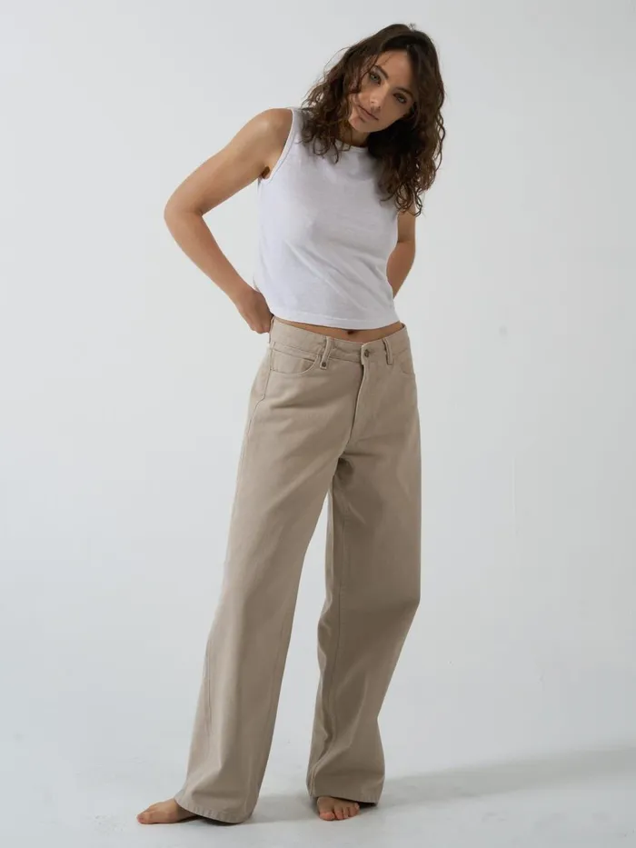 Womens Billie Low Baggie Jean Smokey Taupe Thrills Denim