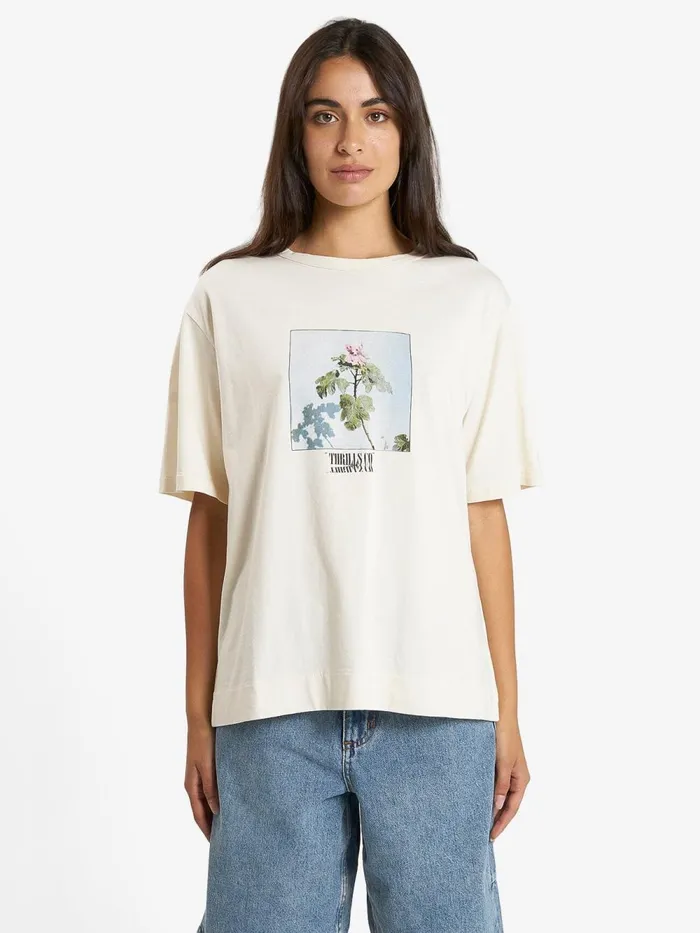 Womens Come Enjoy Reality Box Tee Heritage White Thrills Tops and Tees