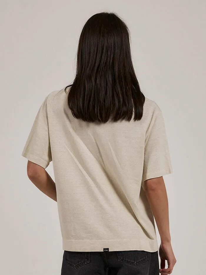 Womens Cultivate Hemp Box Tee Cashew Thrills Tops and Tees