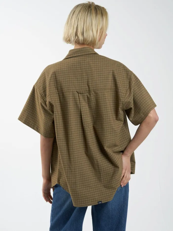 Womens Dawson Plaid Shirt Mustard Gold Thrills Tops and Tees