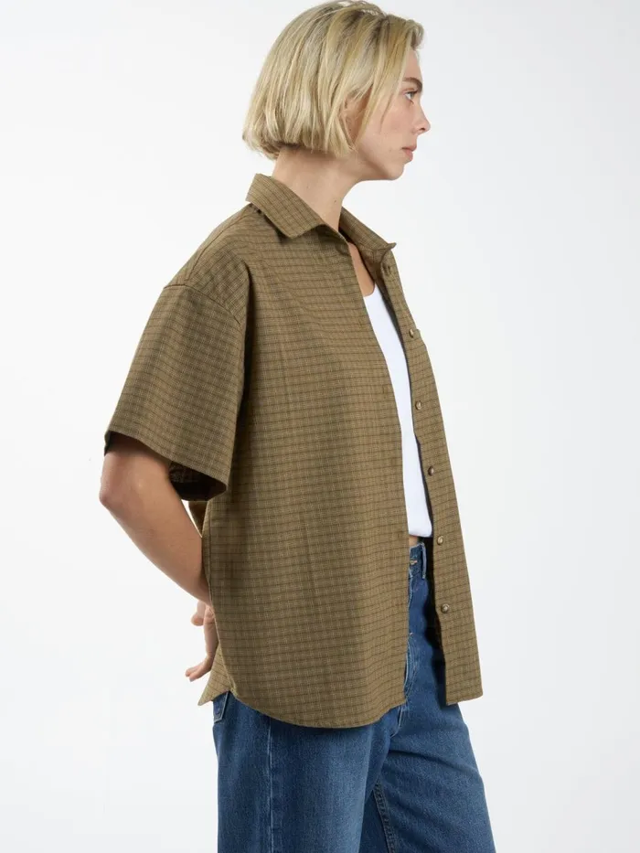Womens Dawson Plaid Shirt Mustard Gold Thrills Tops and Tees