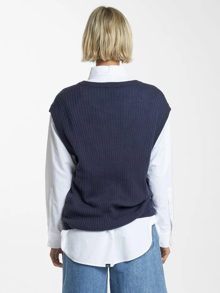 Womens Endless Knit Vest Station Navy Thrills Sweaters and Fleece