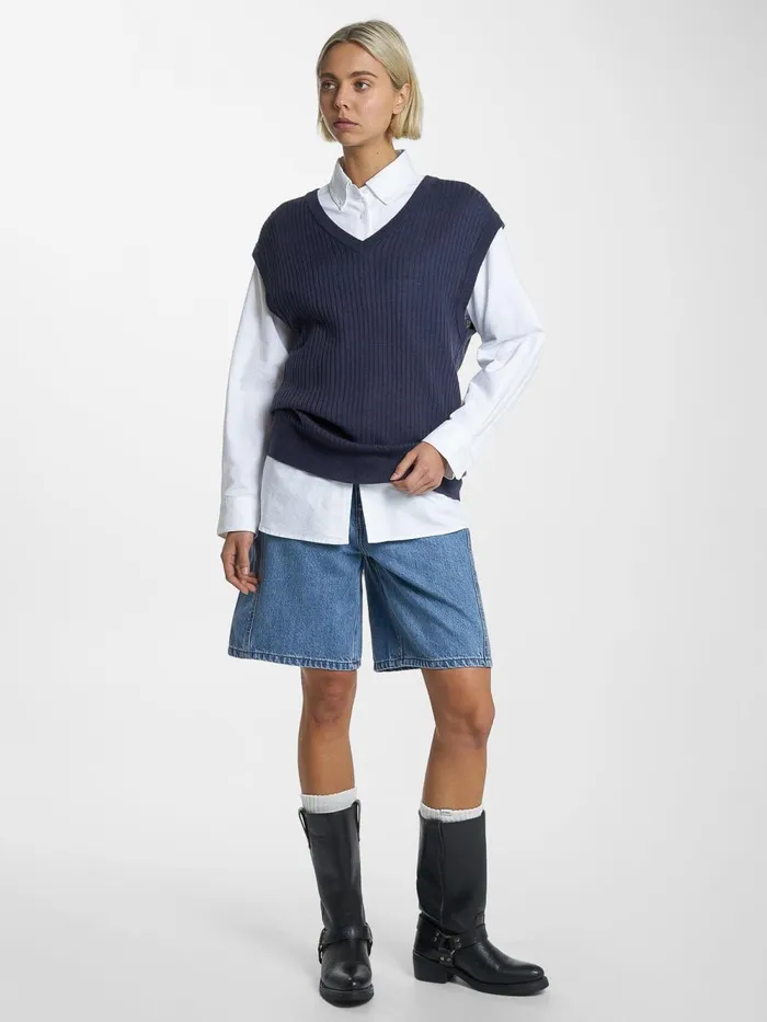 Womens Endless Knit Vest Station Navy Thrills Sweaters and Fleece