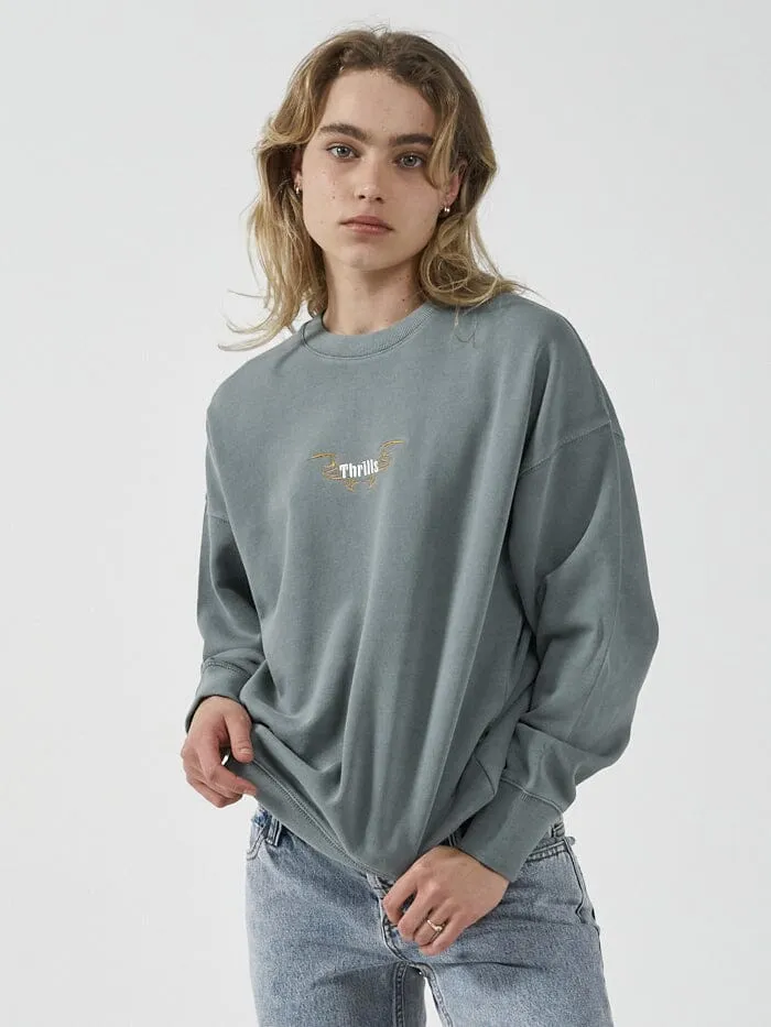 Womens Golden Wings Slouch Crew Scrubs Green Thrills Sweaters and Fleece