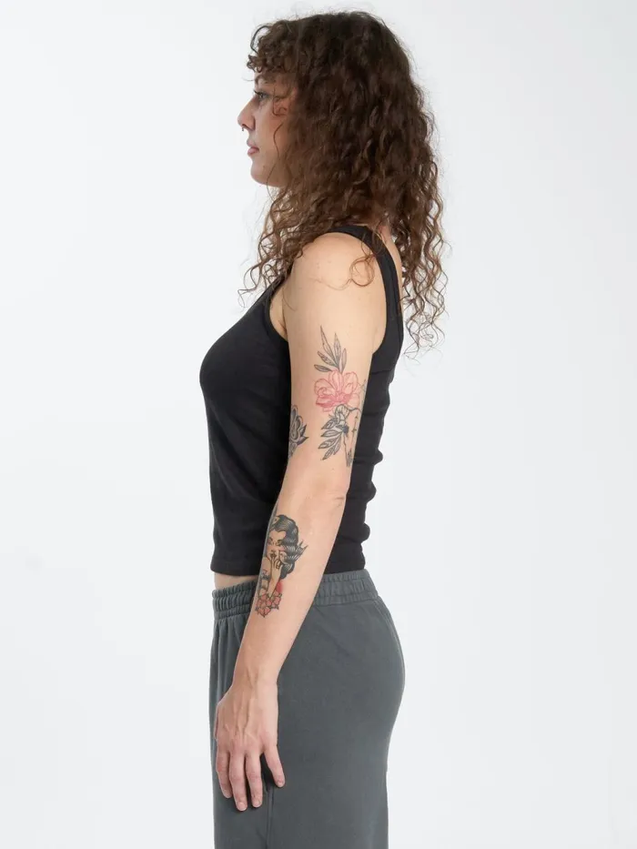 Womens Hemp Classic Tank Black Thrills Tops and Tees
