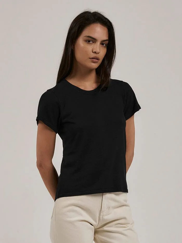 Womens Hemp Everyday Tee Black Thrills Tops and Tees