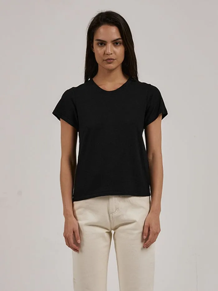 Womens Hemp Everyday Tee Black Thrills Tops and Tees
