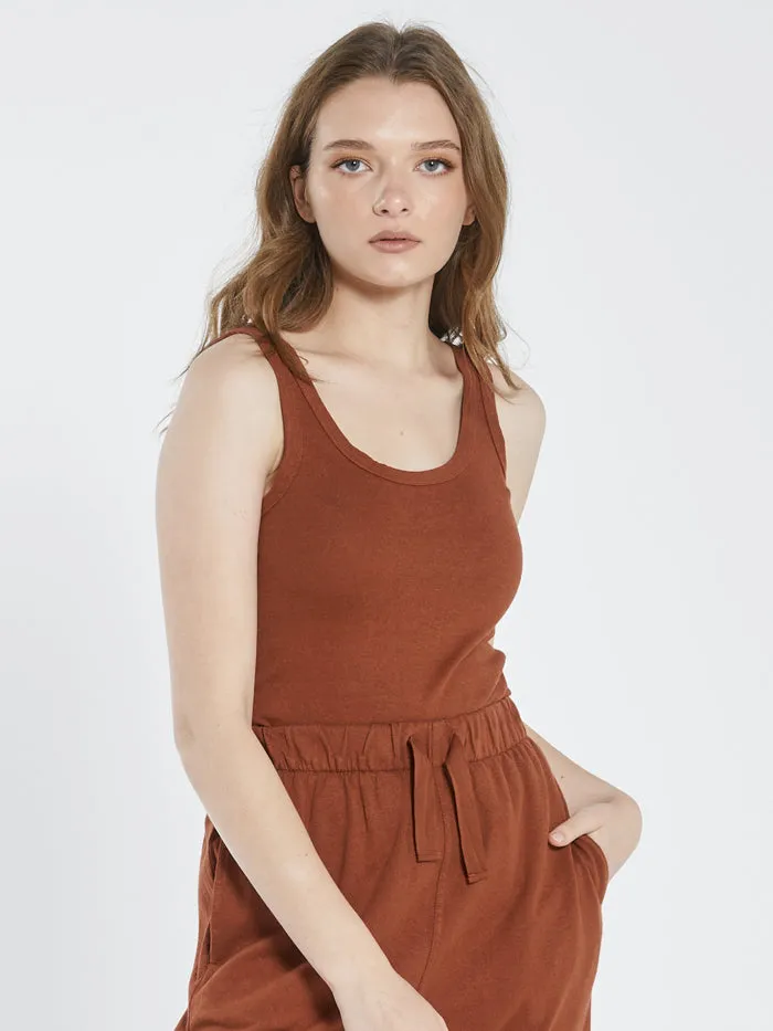 Womens Hemp Retro Tank Coffee Thrills Tops and Tees