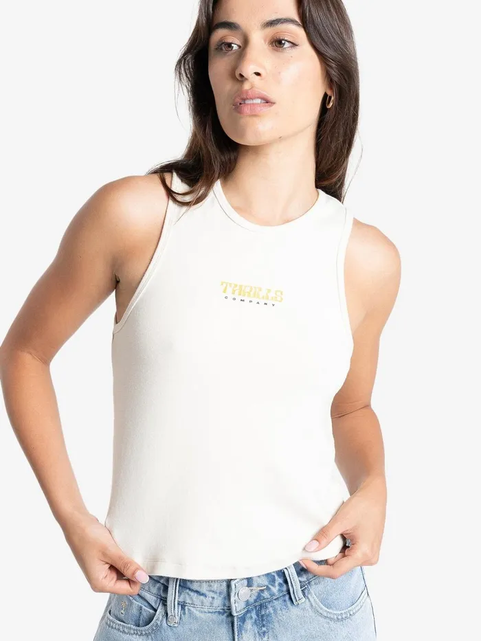 Womens High Standards Curve Tank Cashew Thrills Tops and Tees