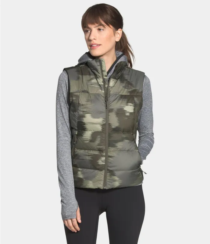 Womens Hybrid Insulation Vest New Taupe Green Vapor Ikat Print The North Face Vests