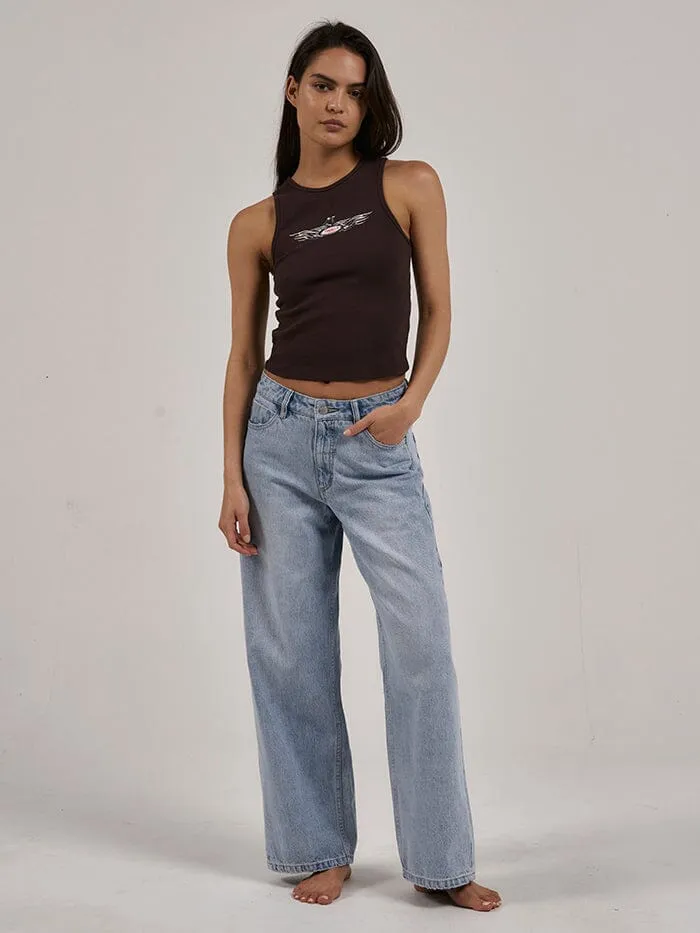 Womens Laid Back Curve Tank Postal Brown Thrills Tops and Tees
