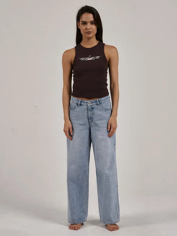 Womens Laid Back Curve Tank Postal Brown Thrills Tops and Tees
