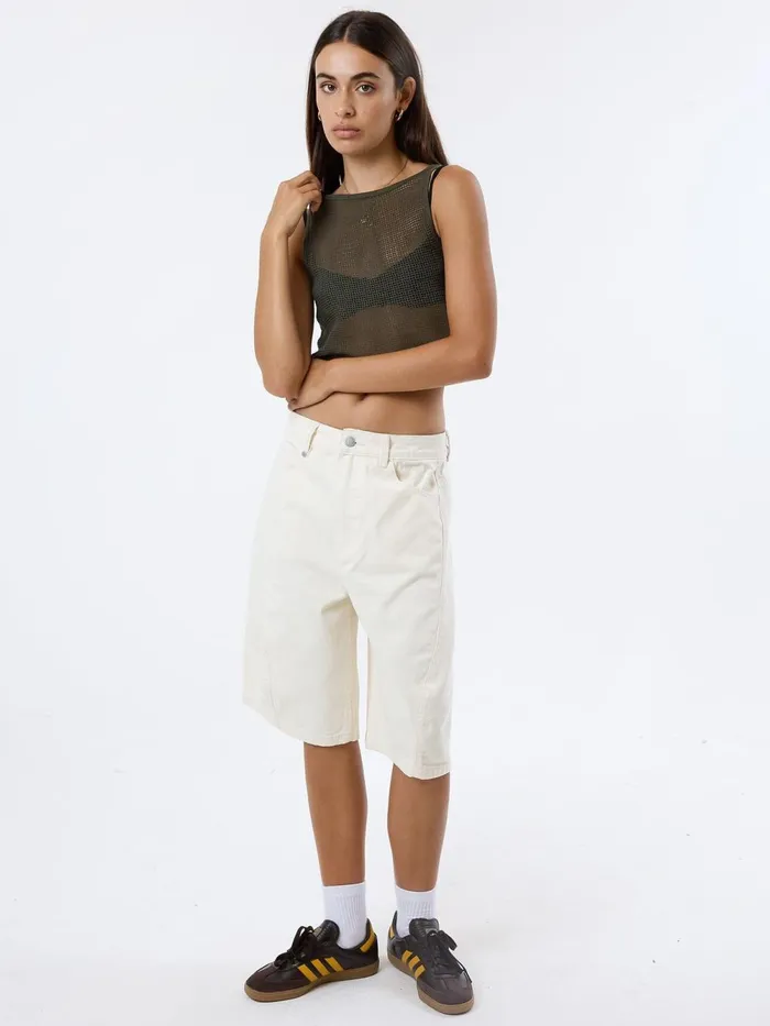 Womens Lattice Boat Neck Tank Tarmac Thrills Tops and Tees