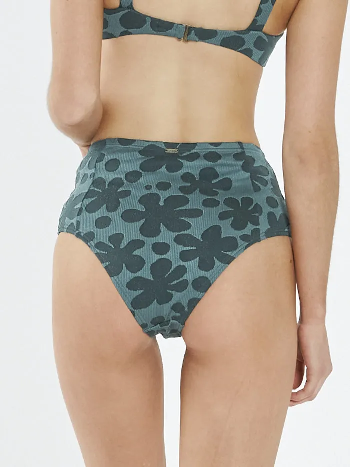 Womens Layla High Waist Bikini Bottom Vintage Teal Thrills Swim