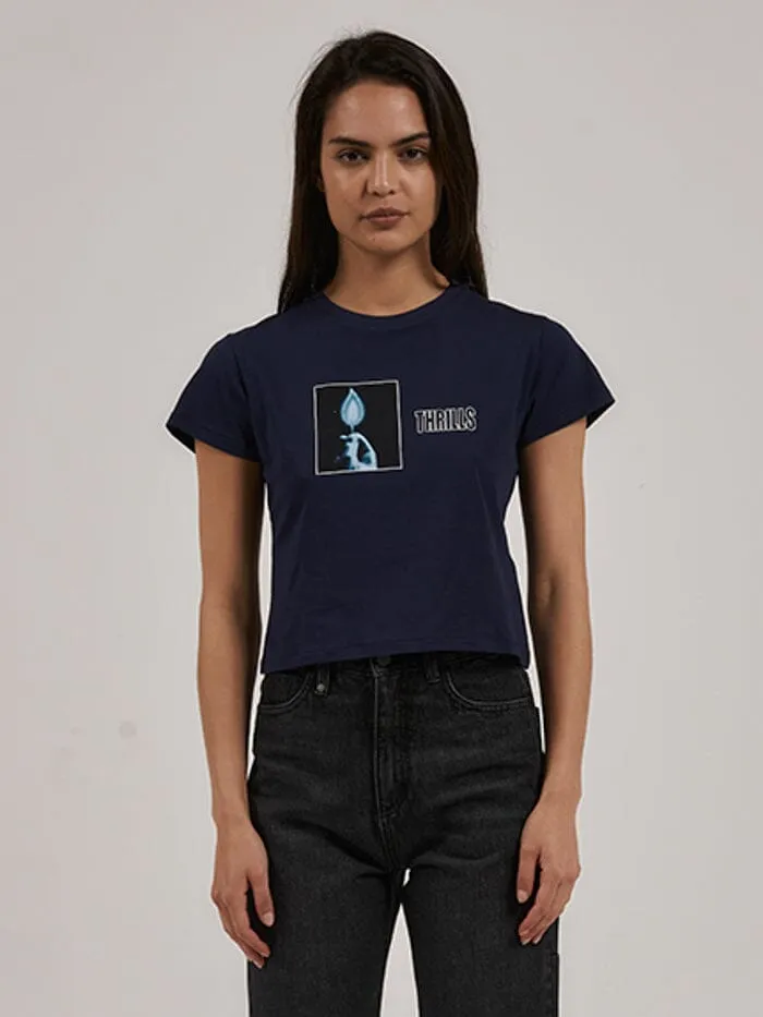 Womens Lucky Strike Mini Tee Blue Rinse Thrills Tops and Tees