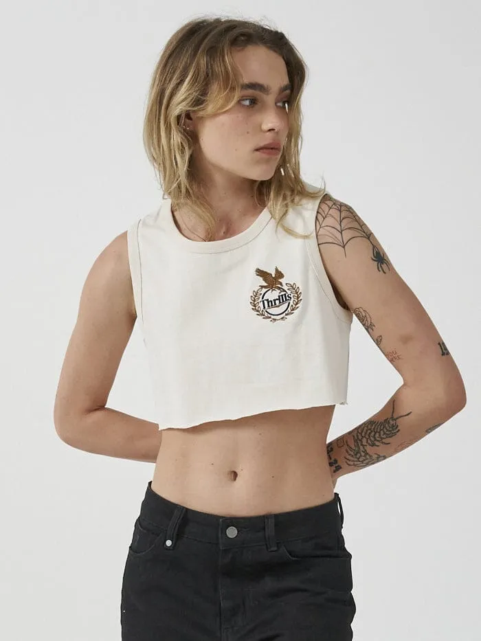 Womens Luxury Super Crop Tank Unbleached Thrills Tops and Tees