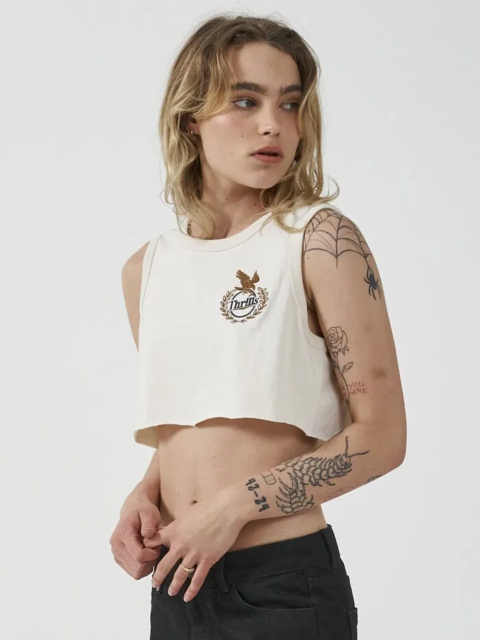 Womens Luxury Super Crop Tank Unbleached Thrills Tops and Tees