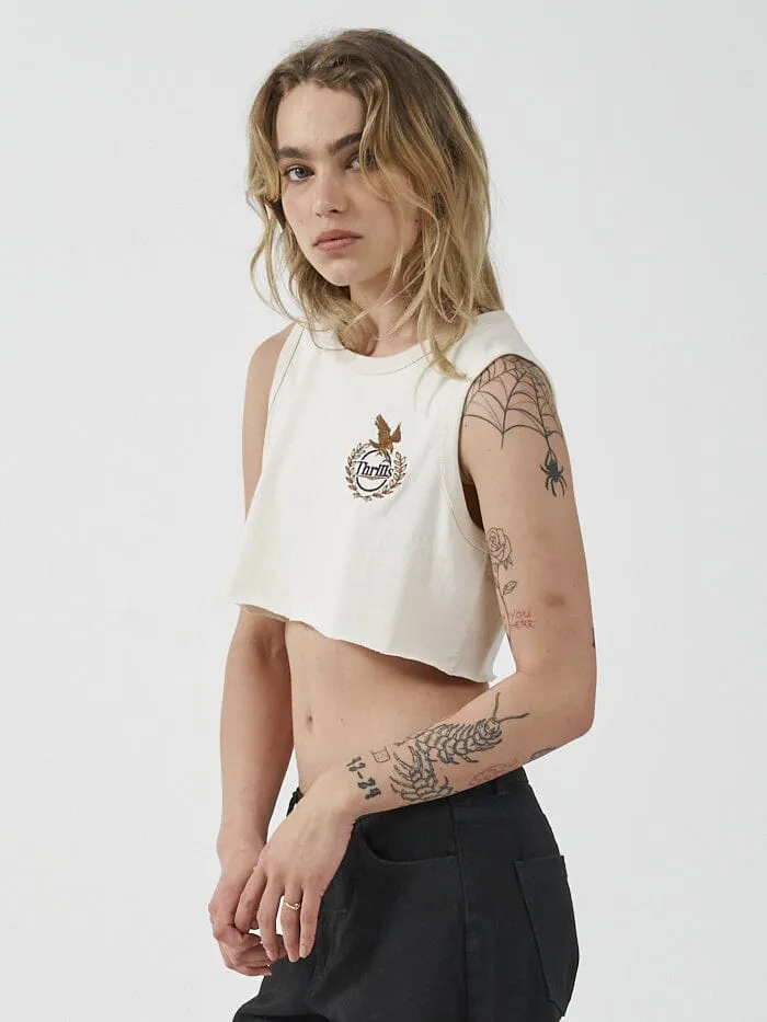 Womens Luxury Super Crop Tank Unbleached Thrills Tops and Tees