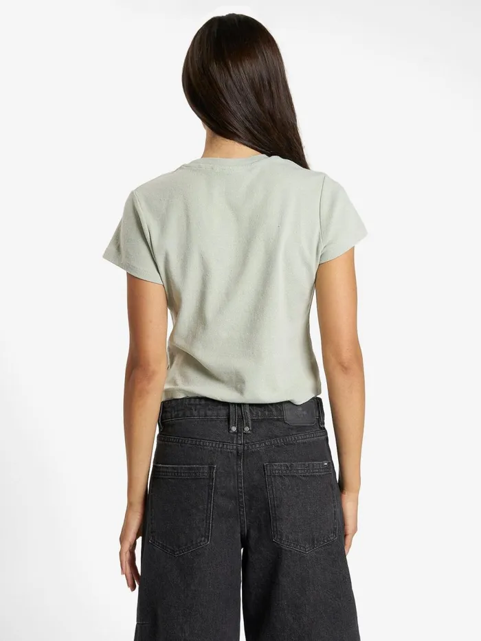 Womens Minimal Mini Tee Sage Grey Thrills Tops and Tees