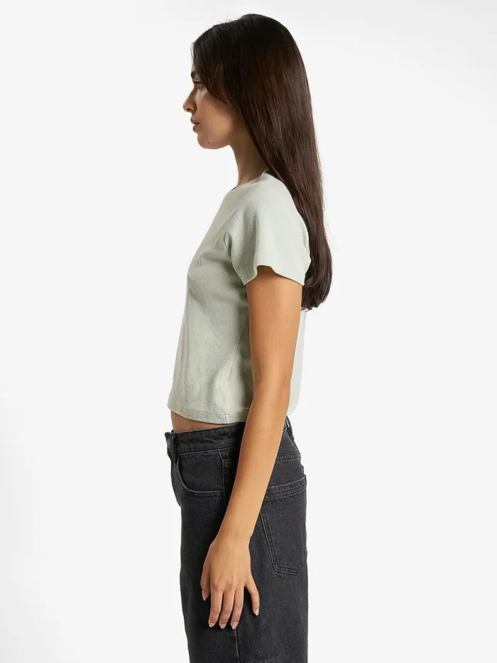 Womens Minimal Mini Tee Sage Grey Thrills Tops and Tees