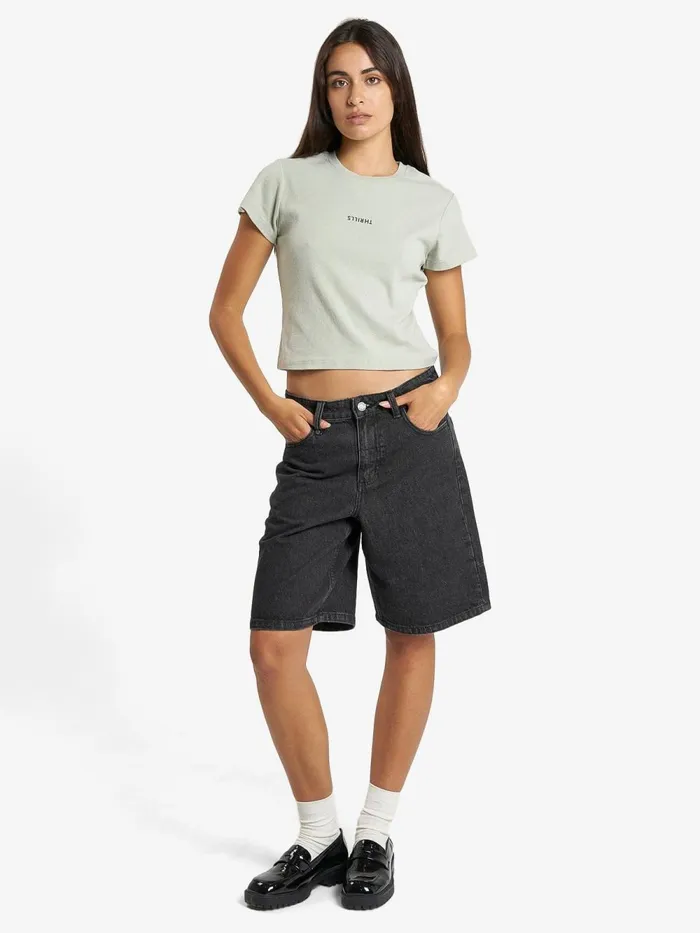 Womens Minimal Mini Tee Sage Grey Thrills Tops and Tees
