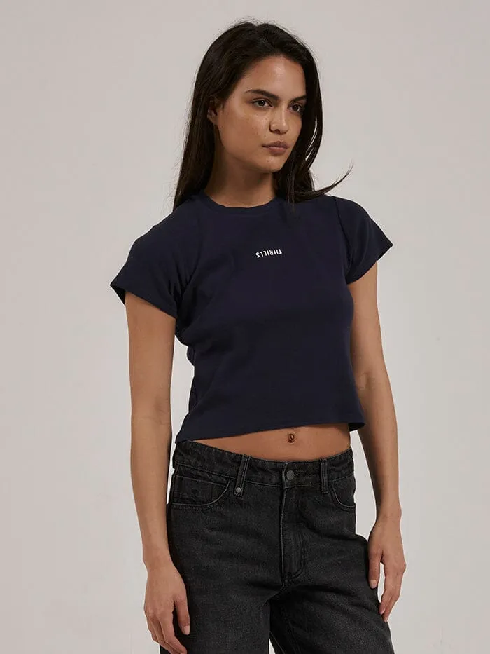 Womens Minimal Mini Tee Station Navy Thrills Tops and Tees