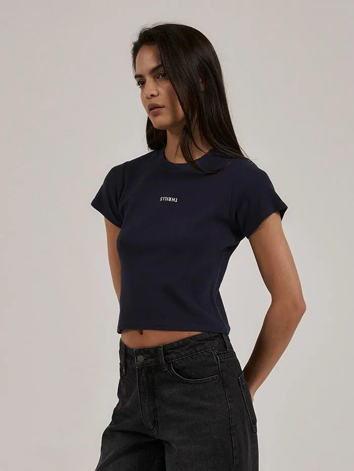 Womens Minimal Mini Tee Station Navy Thrills Tops and Tees