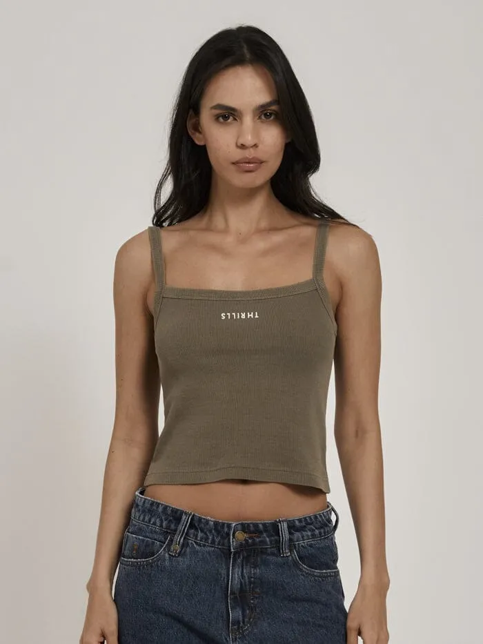 Womens Minimal Rib Singlet Dune Thrills Tops and Tees