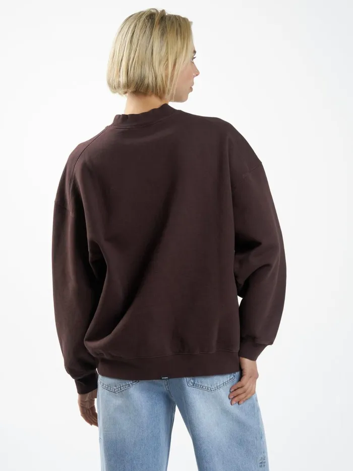 Womens Natural Occurrences Oversized Crew Chocolate Plum Thrills Sweaters and Fleece