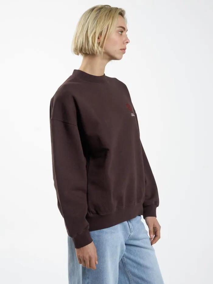 Womens Natural Occurrences Oversized Crew Chocolate Plum Thrills Sweaters and Fleece