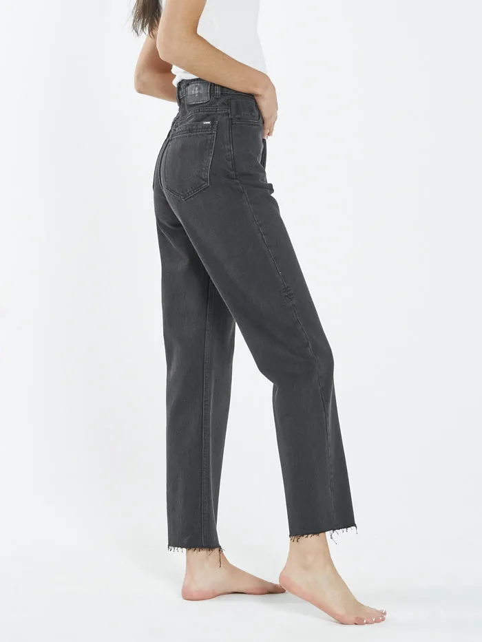 Womens Paige Jean Aged Black Thrills High Waisted Jeans