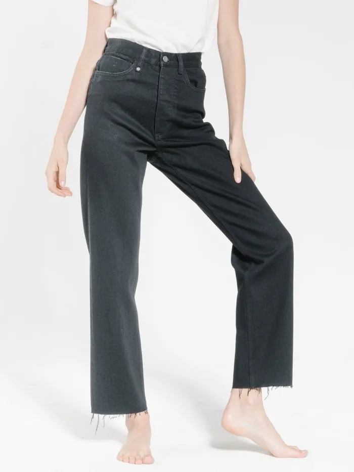Womens Paige Jean Black Rinse Thrills High Waisted Jeans