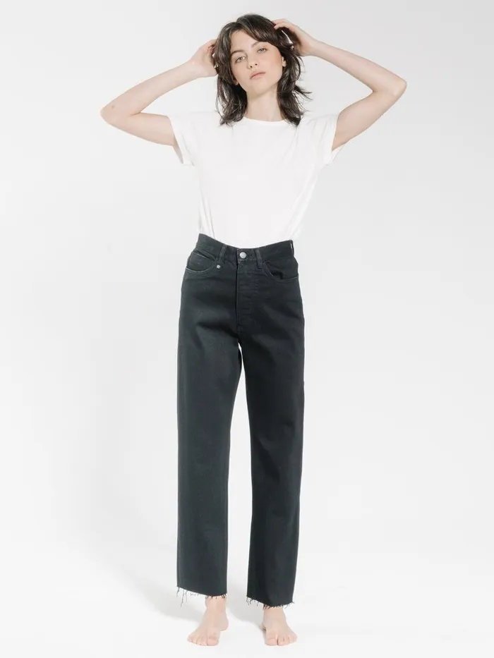 Womens Paige Jean Black Rinse Thrills High Waisted Jeans