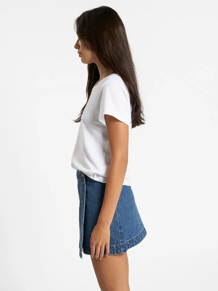 Womens Peyton Wrap Skirt Rinsed Blue Thrills Skirts