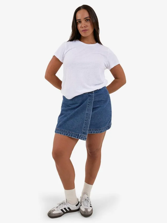 Womens Peyton Wrap Skirt Rinsed Blue Thrills Skirts