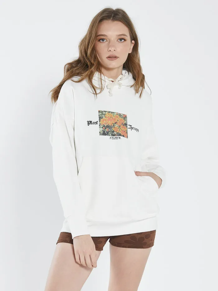 Womens Plant Therapy Fleece Hood Unbleached Thrills Sweaters and Fleece