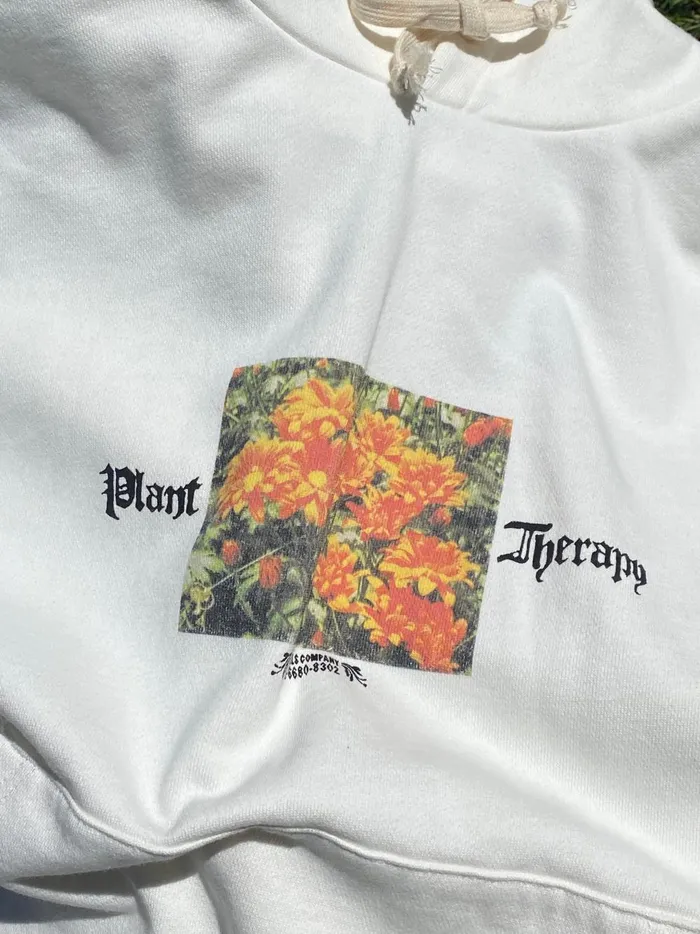 Womens Plant Therapy Fleece Hood Unbleached Thrills Sweaters and Fleece
