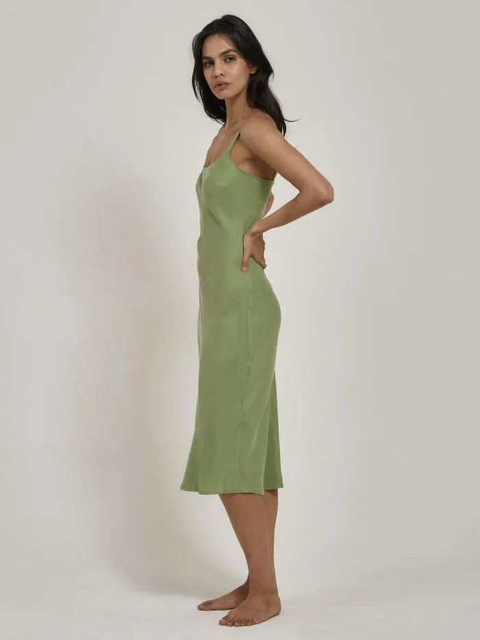 Womens Sasha Slip Dress Kiwi Green Thrills Dresses