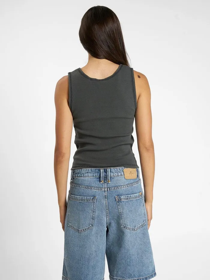 Womens Sessions Rib Singlet Merch Black Thrills Tops and Tees