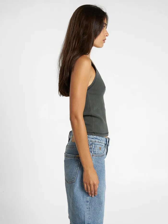 Womens Sessions Rib Singlet Merch Black Thrills Tops and Tees